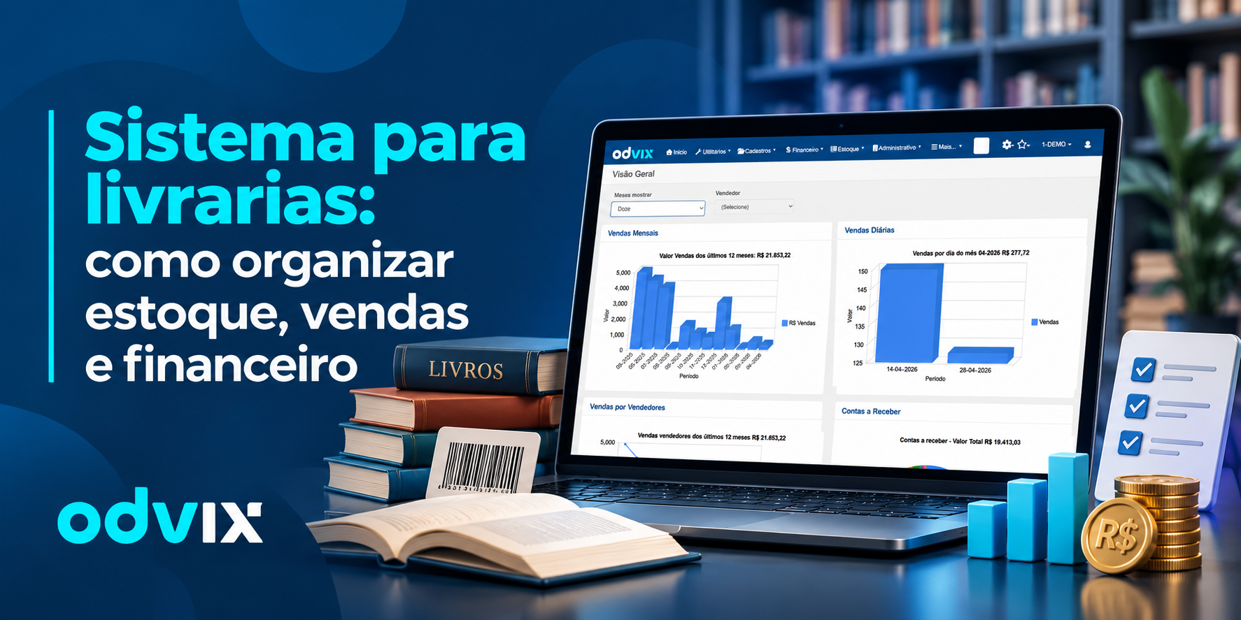 Sistema para livrarias: como organizar estoque, vendas e financeiro